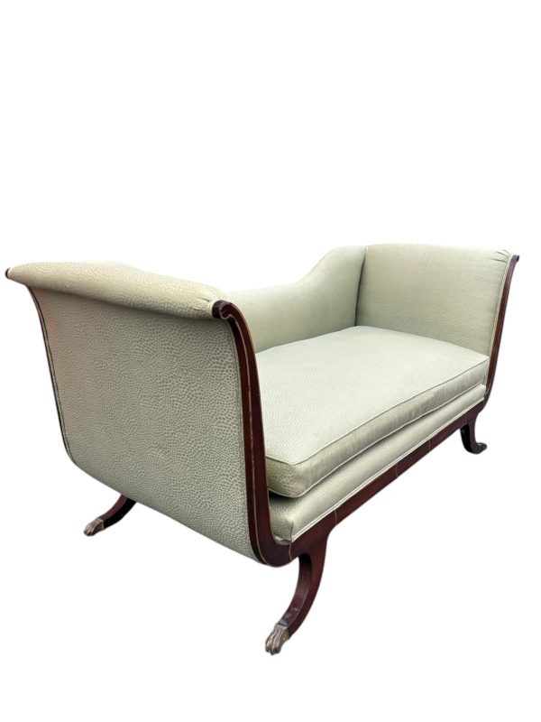Antique 1940s Empire Style Soft Sage Sofa - Image 2