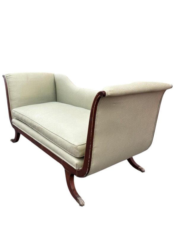 Antique 1940s Empire Style Soft Sage Sofa - Image 3
