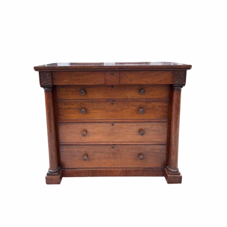 Antique Empire Flame Mahogany Large Chest of Drawers Circa 1810-1825