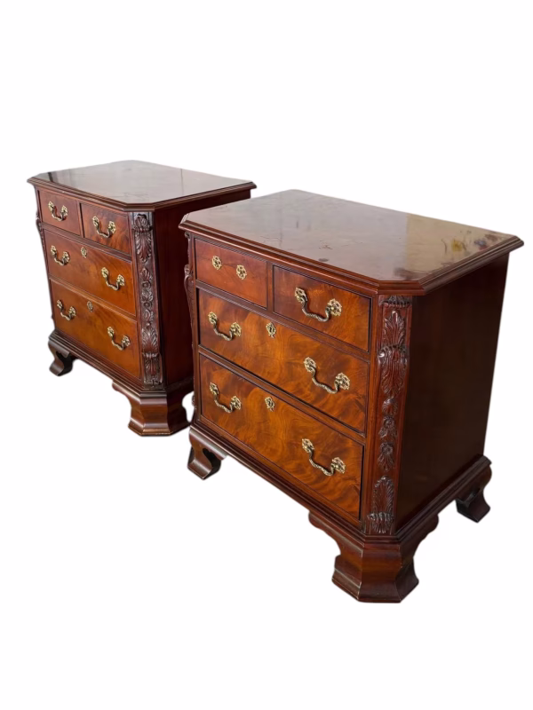 Set of 2 French Mahogany Nightstands - Image 5
