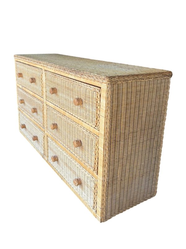 Boho Chic Natural Wicker Rattan Dresser - Image 3