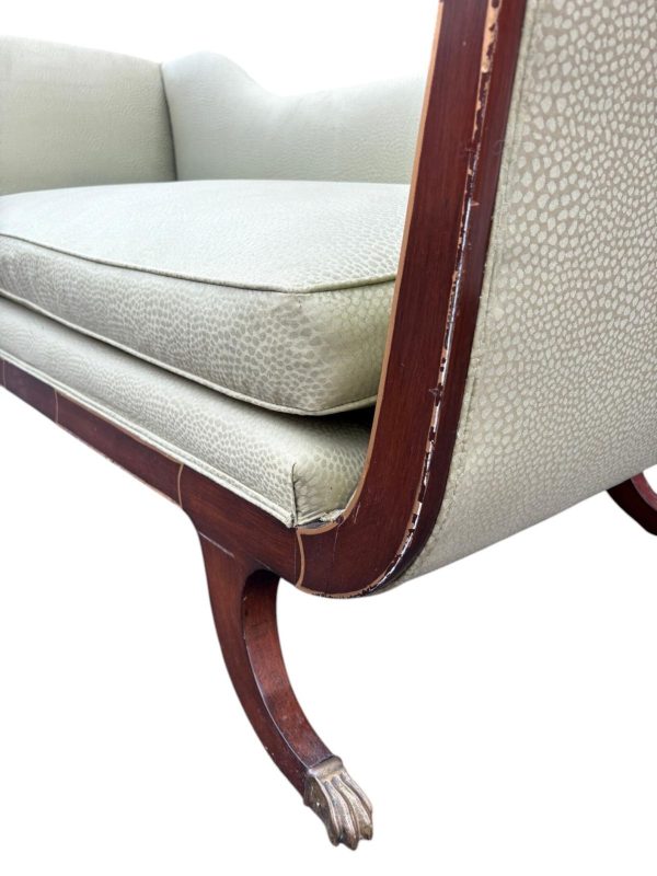Antique 1940s Empire Style Soft Sage Sofa - Image 5