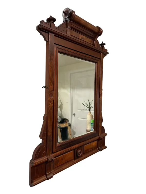 Antique Walnut Marble Top Dresser With Large Mirror - Image 5