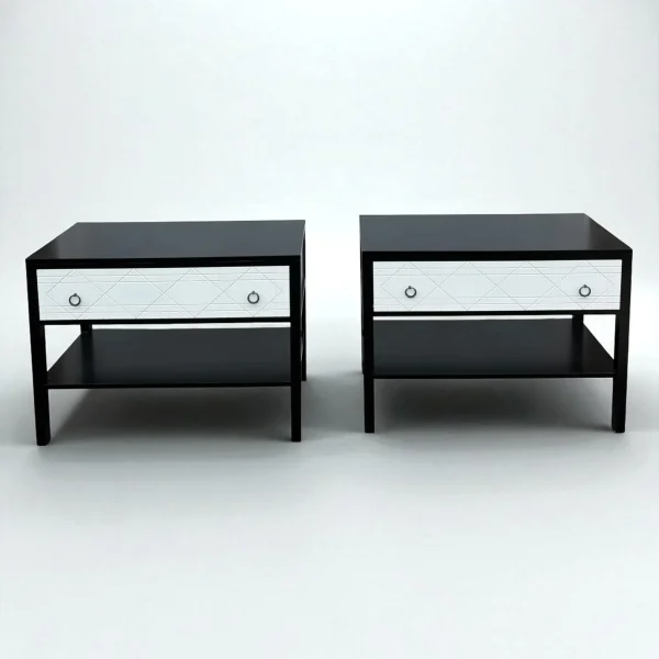 Pair of Modern Black and White Nightstands/End Tables - Image 2