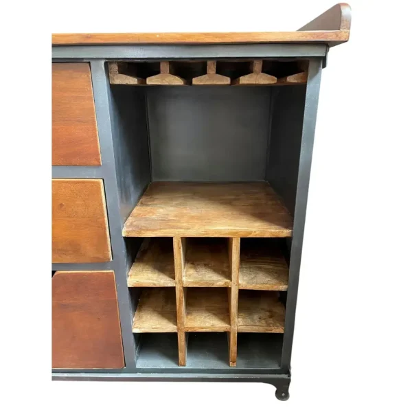 Industrial Chic Sliding Door Iron Bar & Wine Cabinet - Image 4