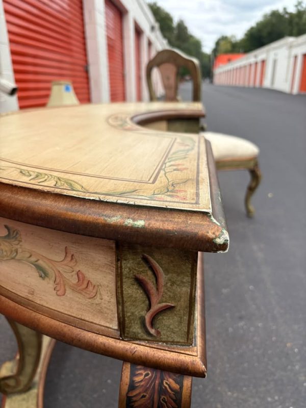 Vintage French Half-Moon Desk and Chair - Image 8