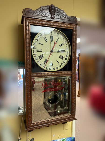 Dr. Pepper Oak Advertising Clock Reproduction
