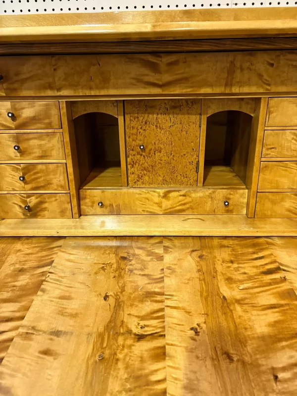 Biedermeier Style Burled Secretary Desk - Image 4