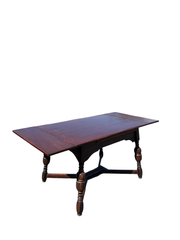 Antique Refectory Dining Table with Two Chairs - Image 5