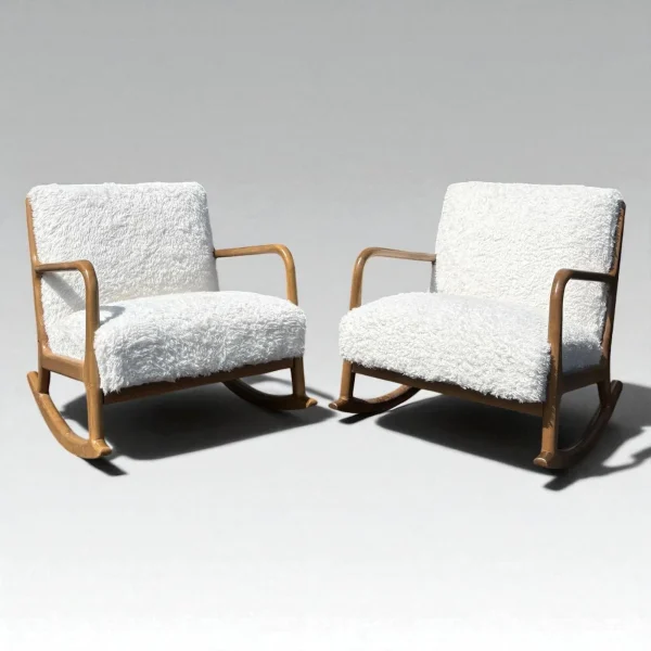 Pair of Mid-century Modern Scandinavian Design Rocking Chairs - Image 3