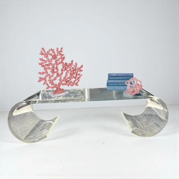 Vintage Lucite Scroll Coffee Table Hollywood Regency Style - Image 2