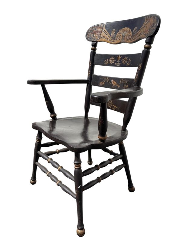 Antique Hand Painted Wooden Armchair - Image 2