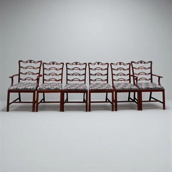 Vintage Set of Six 1940s Traditional Dining Chairs - Image 2