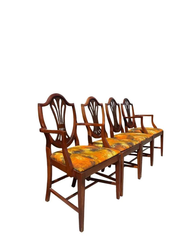 Elegant Wood Dining Table with Four Upholstered Chairs - Image 2