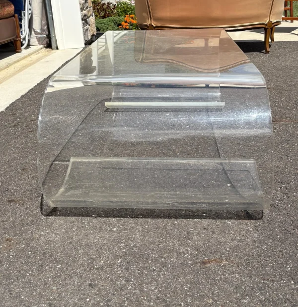 Vintage Lucite Scroll Coffee Table Hollywood Regency Style - Image 5
