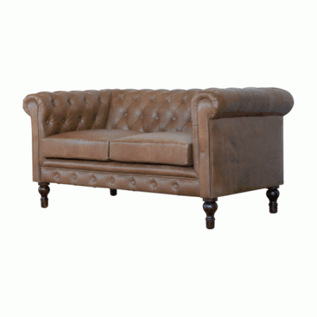 Two-Seater Leather Sofa with Tufted Detailing