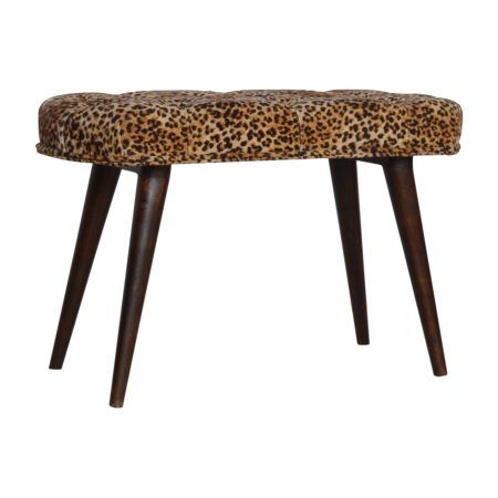 Animal Print Velvet Bench with Deep Button Seat