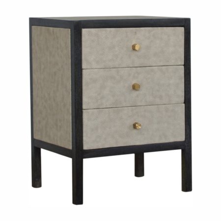 Faux Leather Bedside Table with Brass Hardware