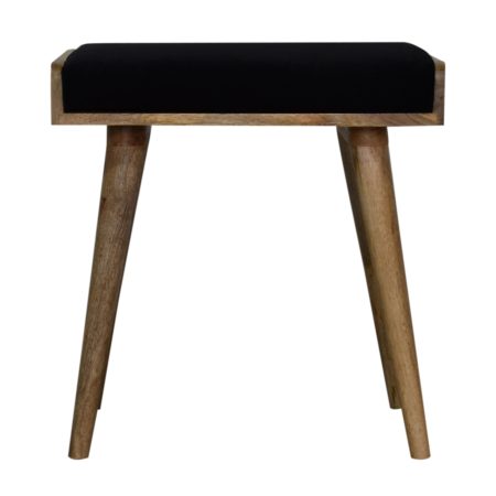 Velvet Upholstered Footstool with Wooden Tray Frame
