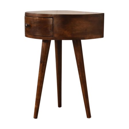 Semi Circle Bedside Table with Drawer and Smooth Finish