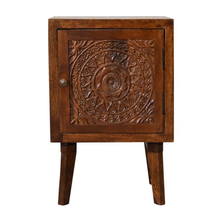 Patterned Door Nightstand with Hidden Storage