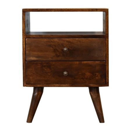 Mid-Century Inspired Bedside Table with Brass Hardware