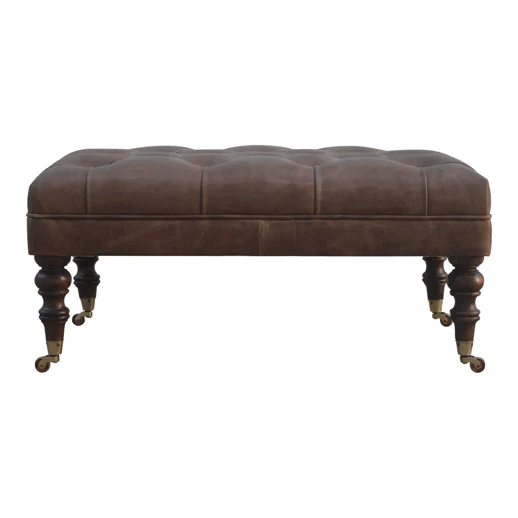 Buffalo Leather Button-Tufted Ottoman - Image 10