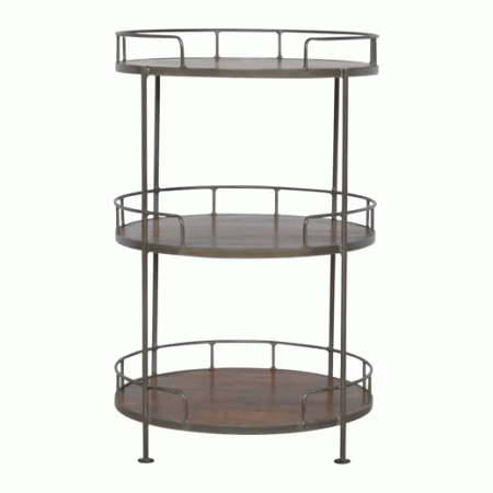 Three Tier Industrial Round Shelf with Metal Frame