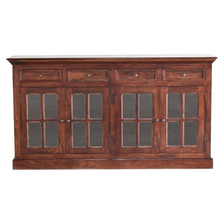 Solid Wood Sideboard with Glazed Doors