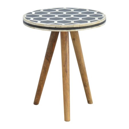 Bone Inlay Accent Stool with Tripod Base