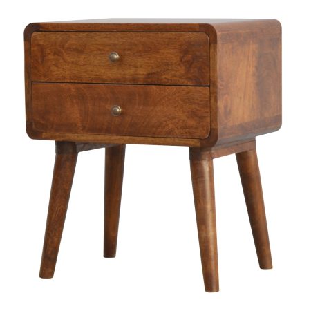Curved Chestnut Two-Drawer Nightstand