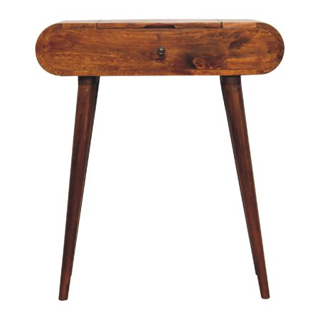 Chesnut Vanity Table with Mirror and Storage Compartments