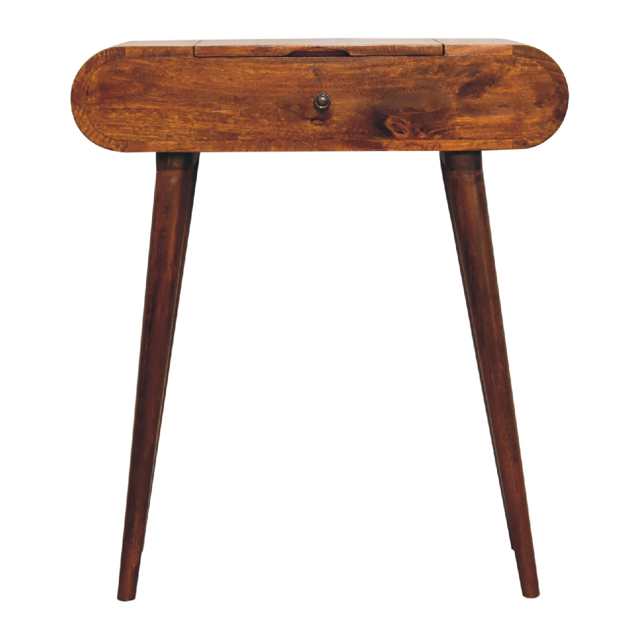 Chesnut Vanity Table with Mirror and Storage Compartments