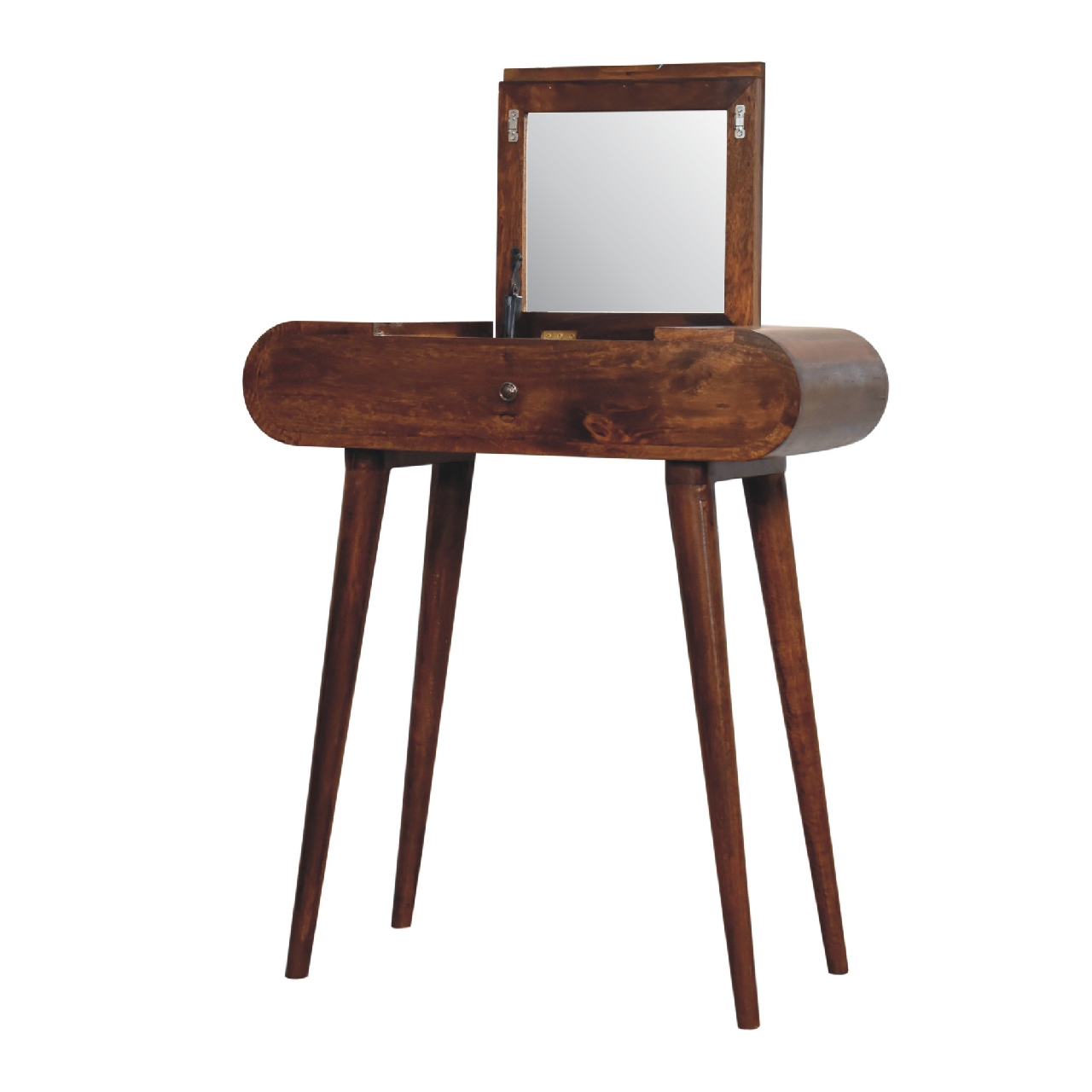 Chesnut Vanity Table with Mirror and Storage Compartments - Image 5