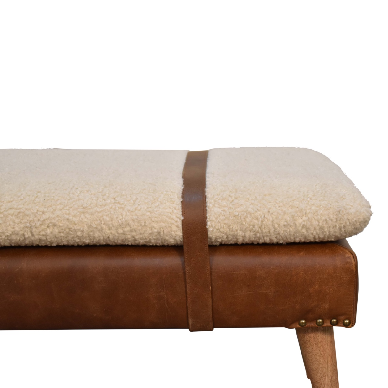 Bouclé & Leather Accent Bench - Image 5