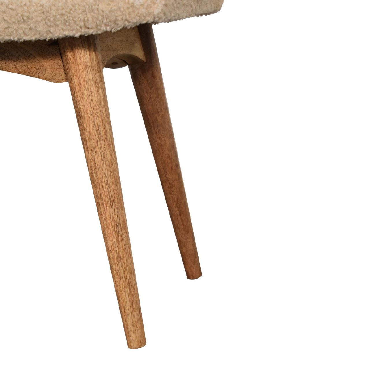 Curved Upholstered Bench with Natural Wood Base - Image 7