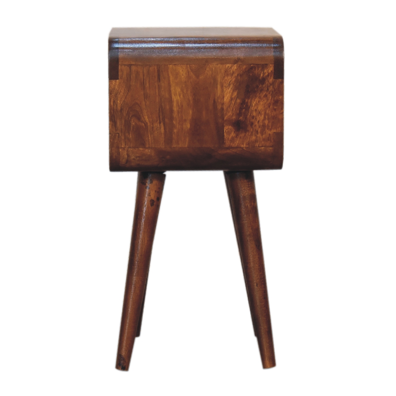 Compact Chestnut Bedside Table with Open Storage - Image 7