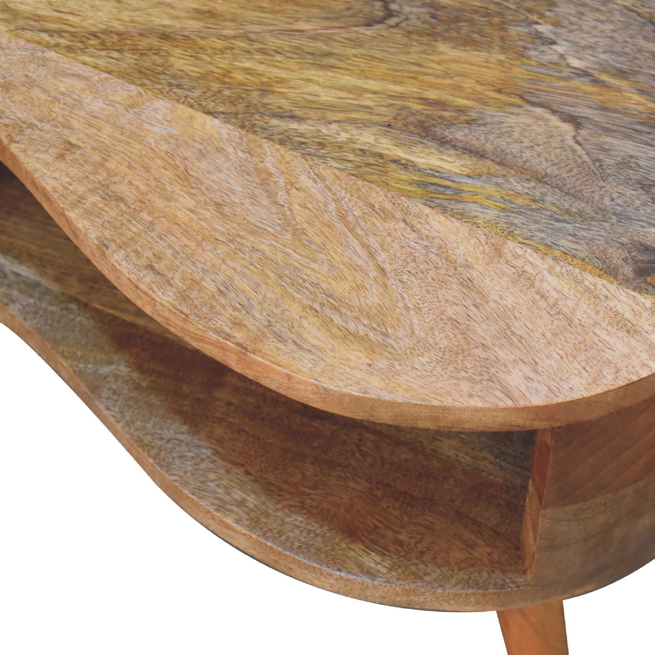 Solid Wood Rounded Coffee Table with Drawer - Image 6