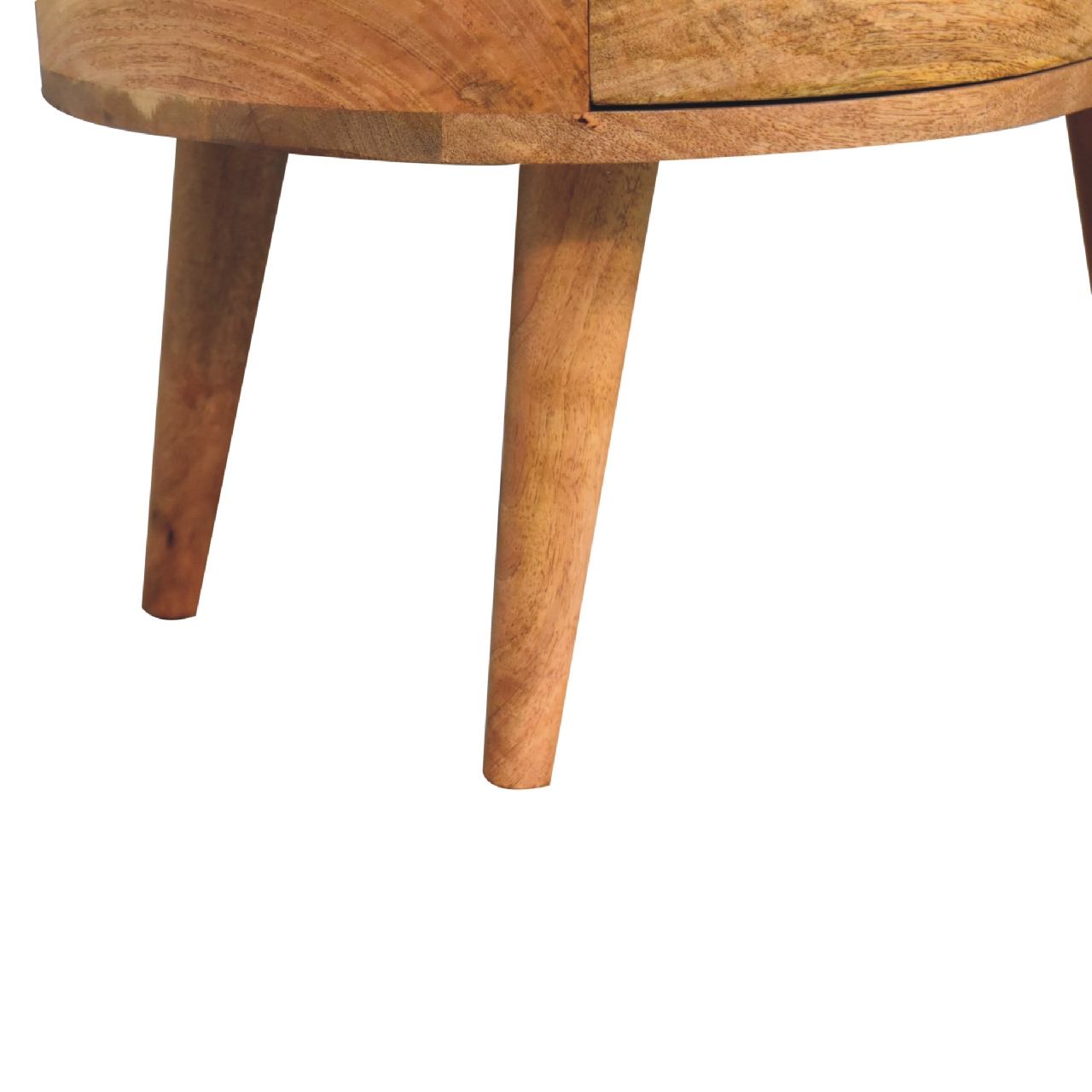 Solid Wood Rounded Coffee Table with Drawer - Image 7