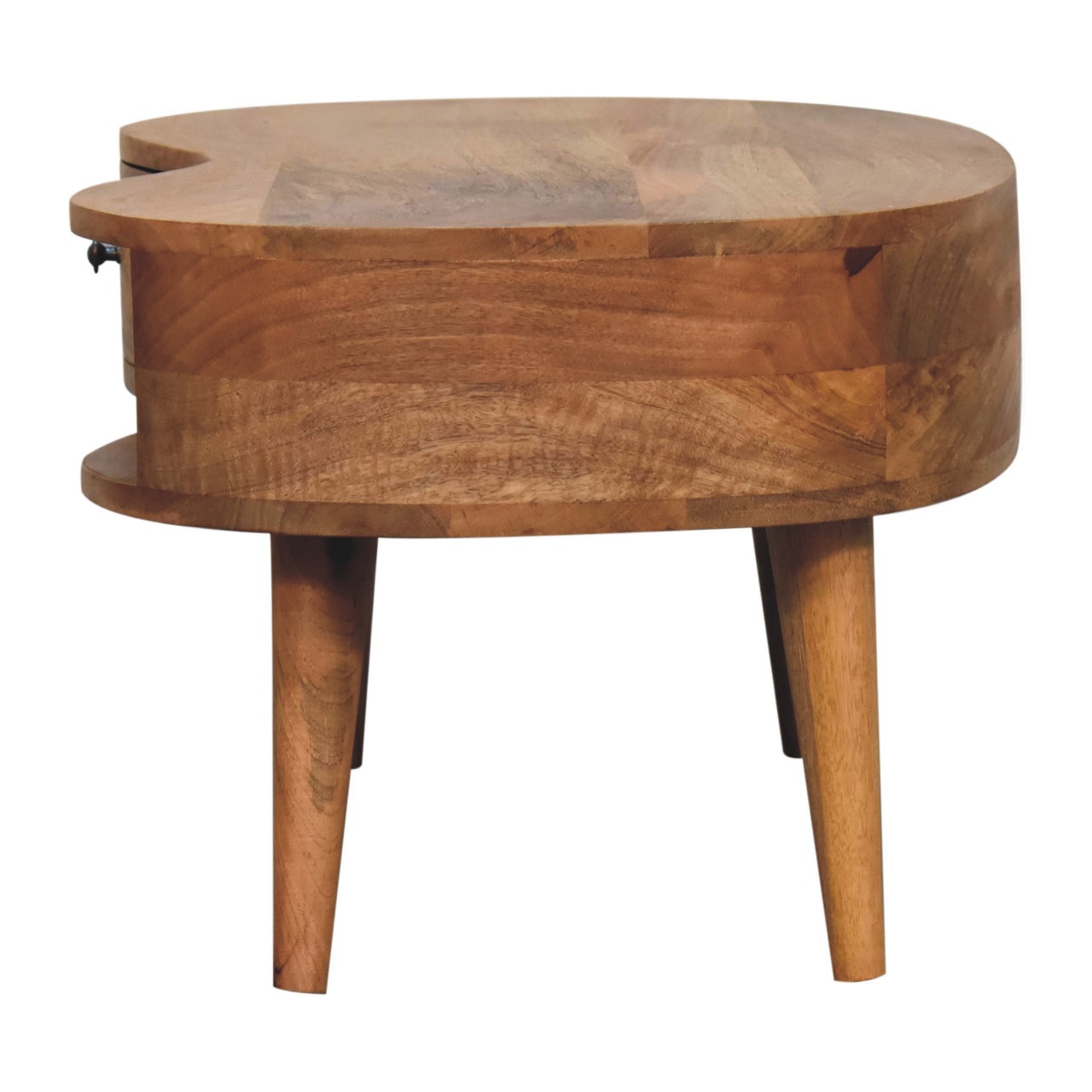 Solid Wood Rounded Coffee Table with Drawer - Image 8