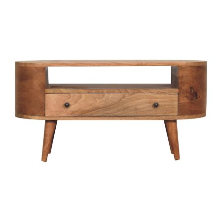 Mini Rounded Solid Wood Entertainment Unit
