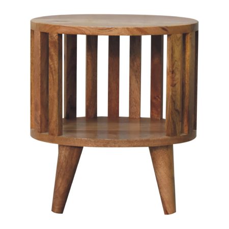 Oak Finish Nightstand with Open Shelf