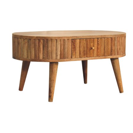 Solid Wood Coffee Table with Subtle Stripe Detailing