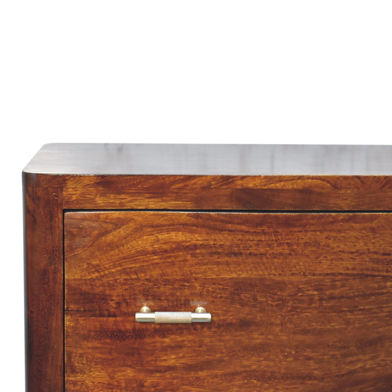 Chestnut Solid Wood 3-Drawer Dresser with Gold Knobs - Image 4