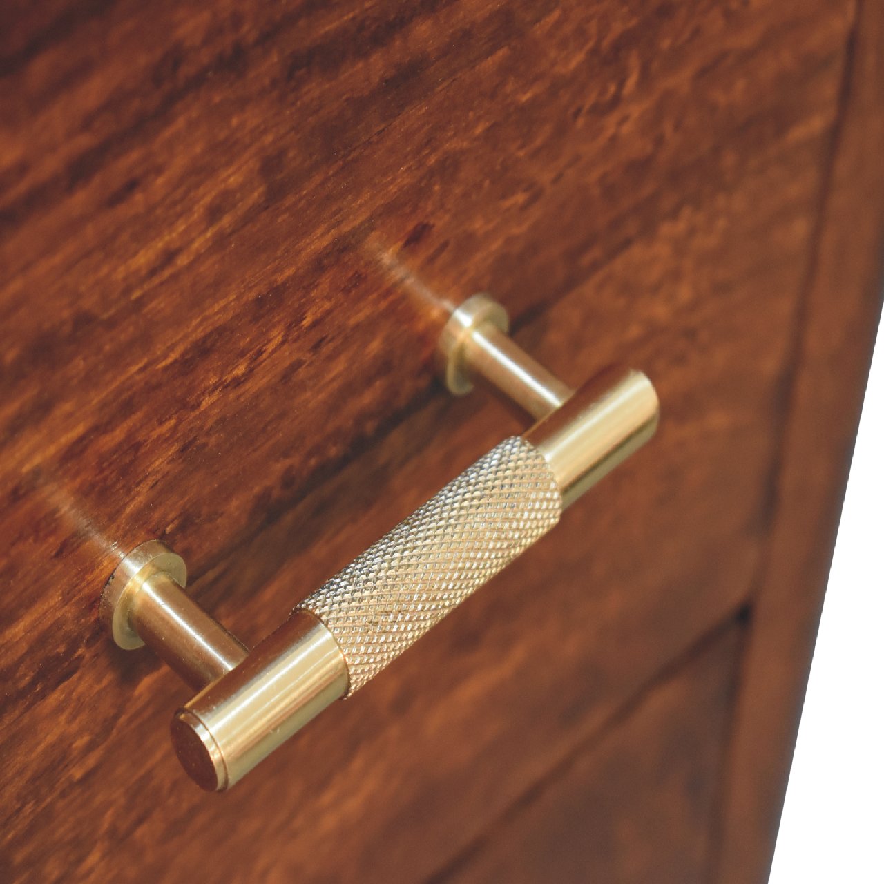 Chestnut Solid Wood 3-Drawer Dresser with Gold Knobs - Image 7