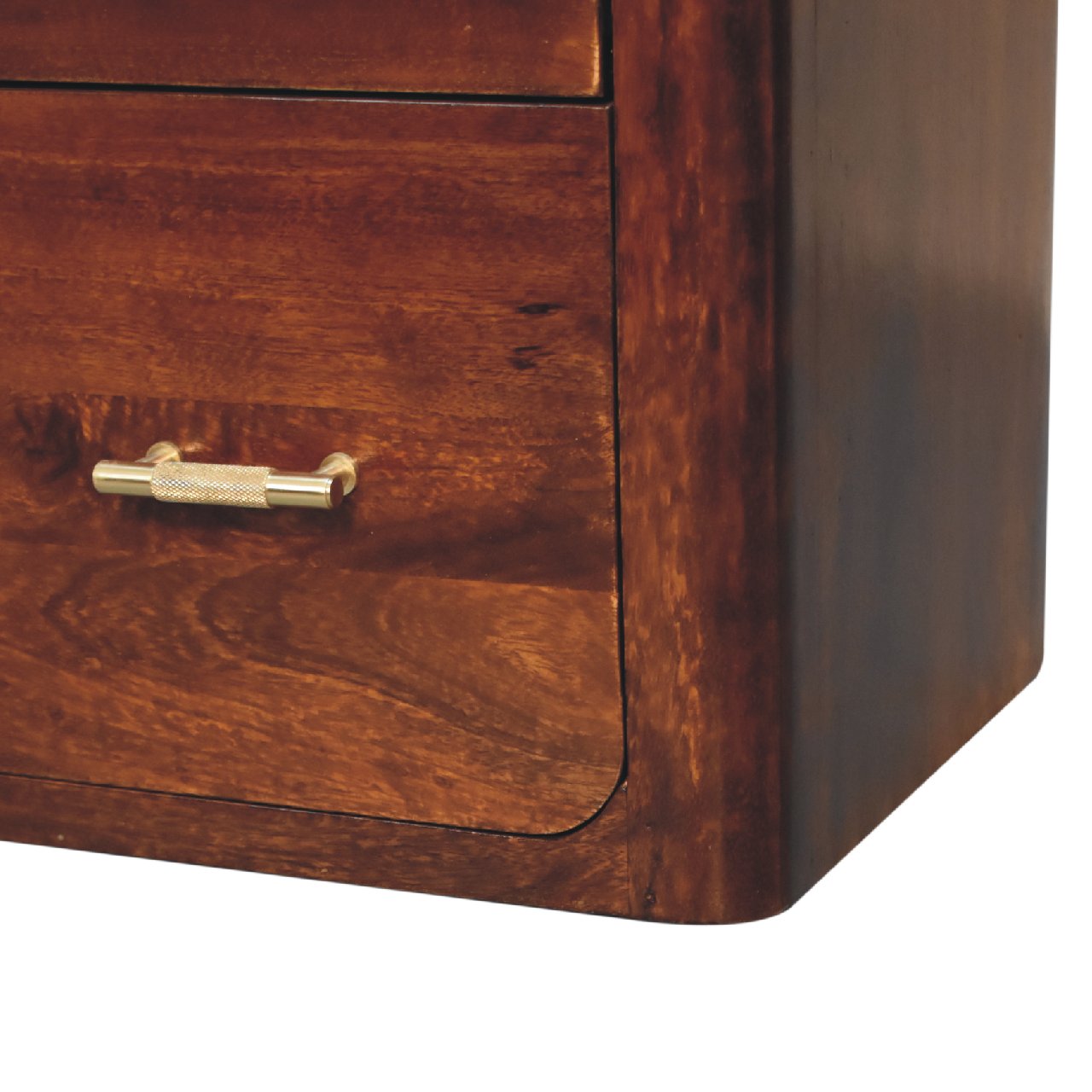 Chestnut Solid Wood 3-Drawer Dresser with Gold Knobs - Image 8