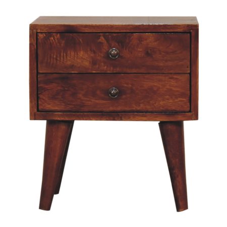 Compact Solid Wood 2-Drawer Bedside Table