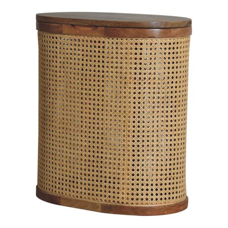 Rattan Base Solid Wood Lid-Up Stool