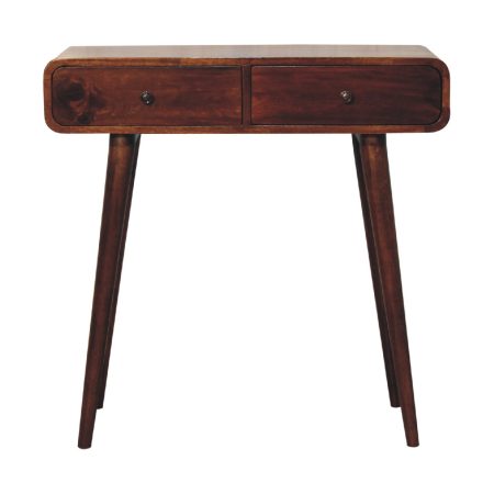 Chestnut Curved Two-Drawer Hallway Console