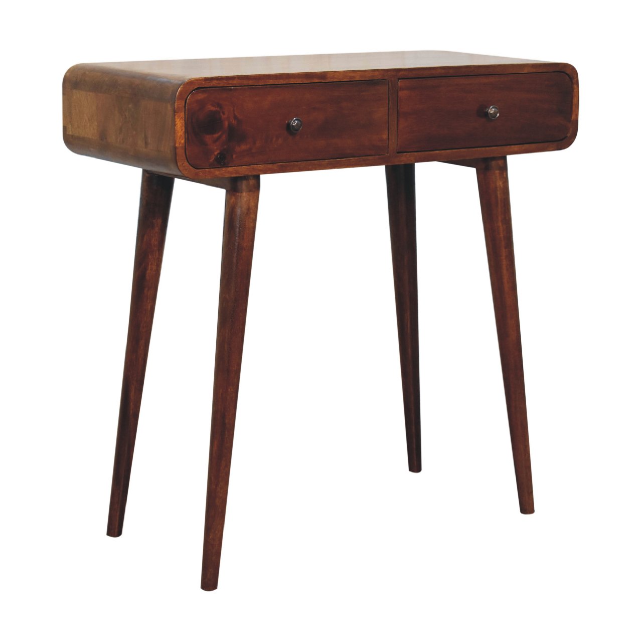 Chestnut Curved Two-Drawer Hallway Console - Image 2